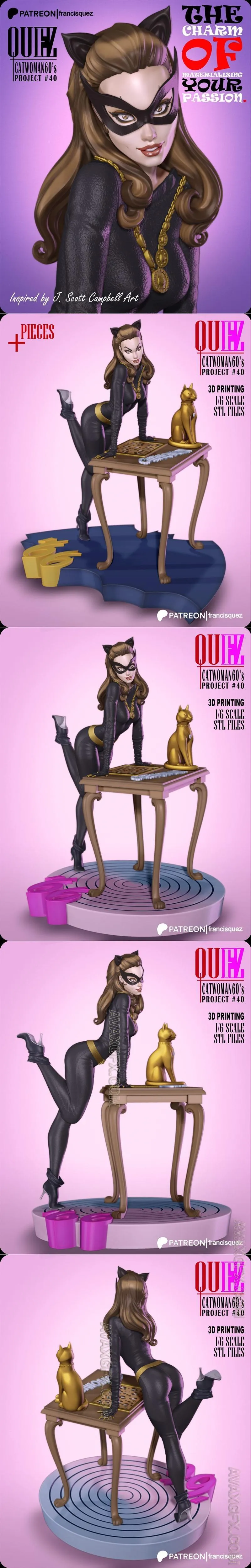 Francis Quez - 60s Catwoman - STL 3D Model