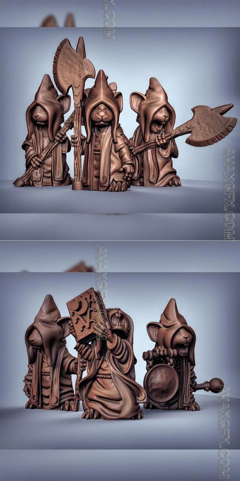 Mousle Cultists Command and Mousle Troops - STL 3D Model