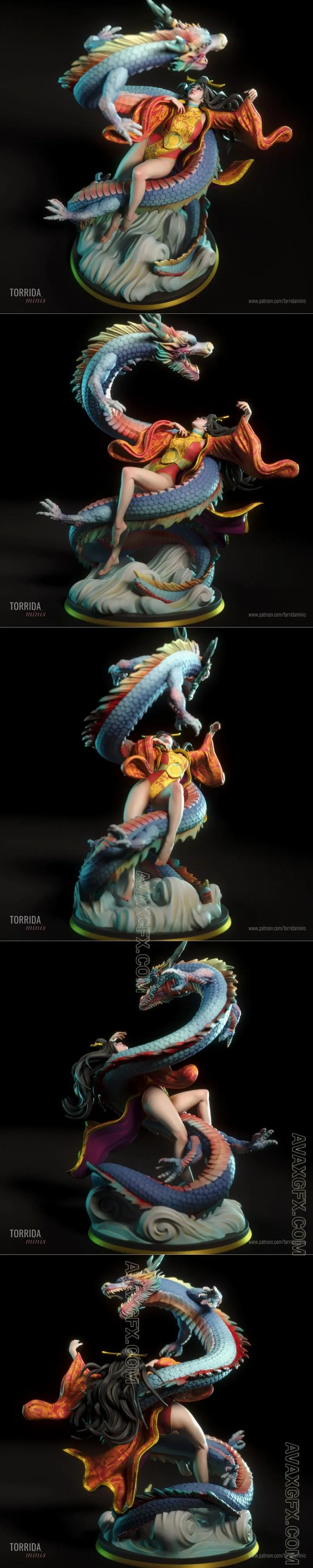 Torrida Minis - Yahui and the Dragon - STL 3D Model