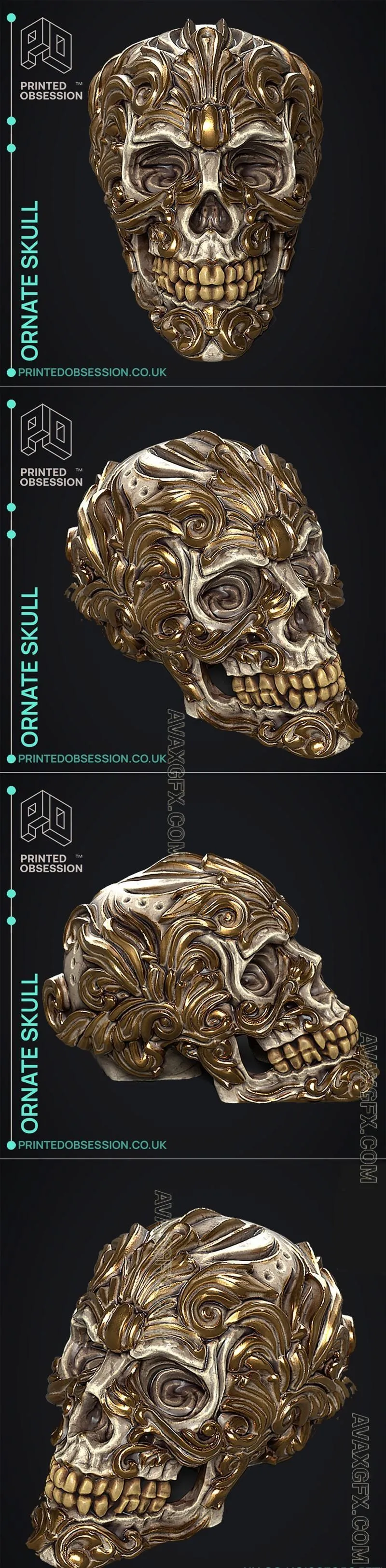 Rococo Skull - STL 3D Model