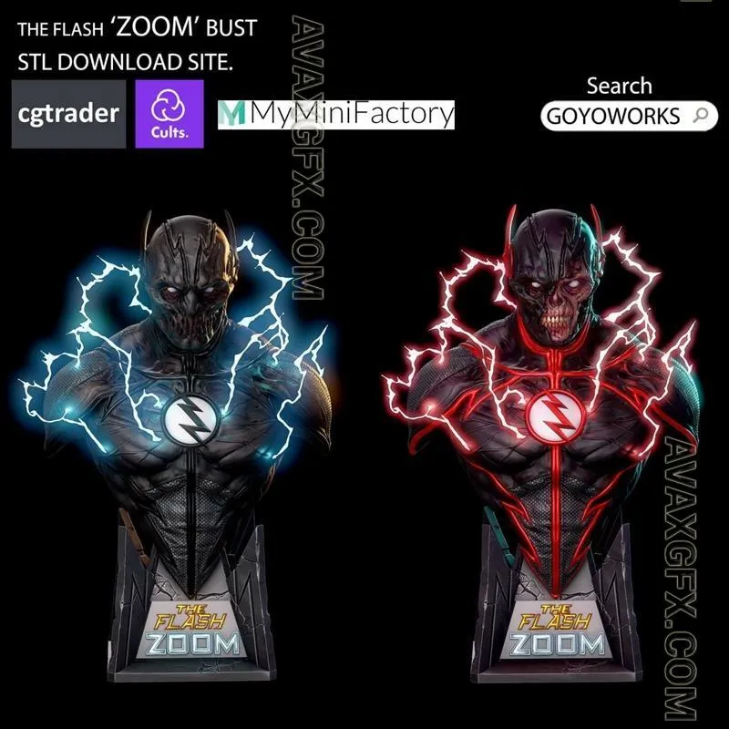 The flash villain ZOOM bust - STL 3D Model