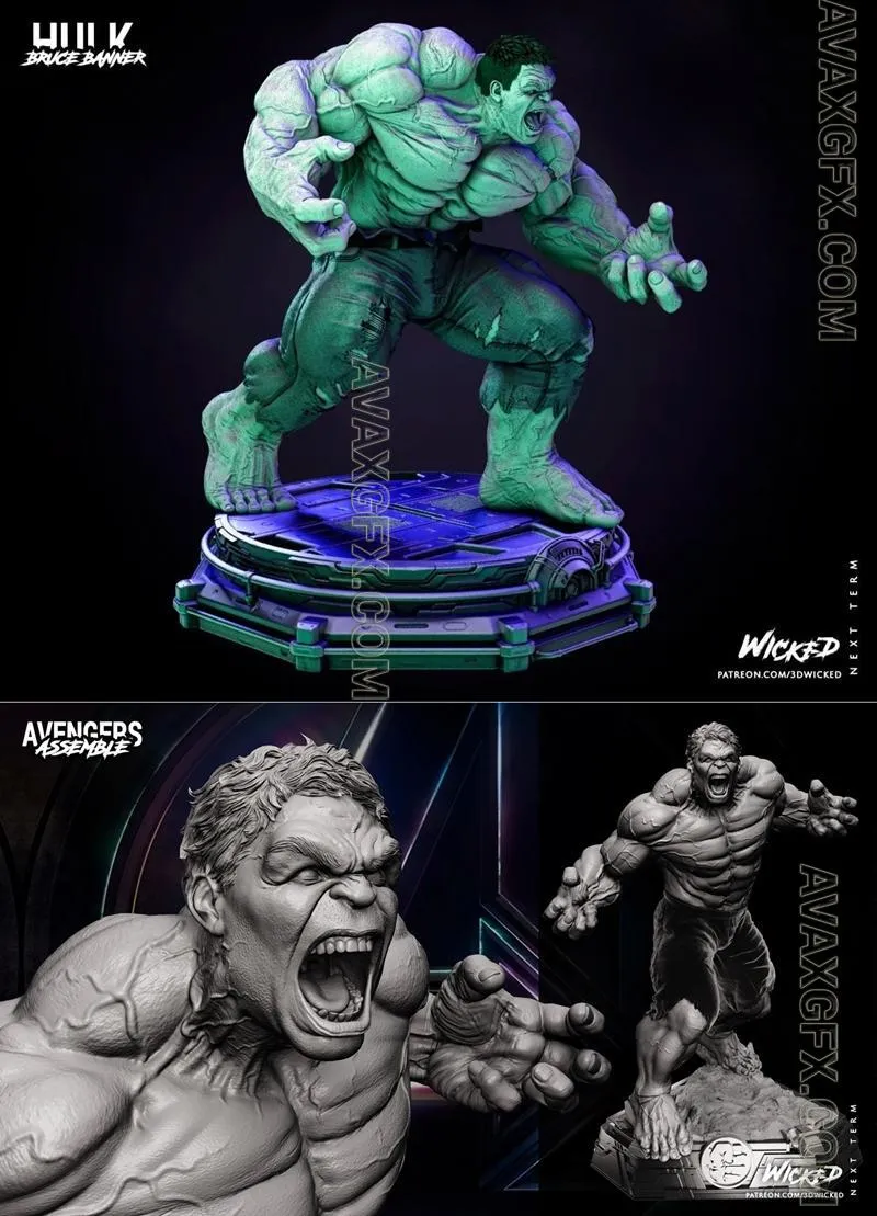 WICKED - Hulk Statue - STL 3D Model