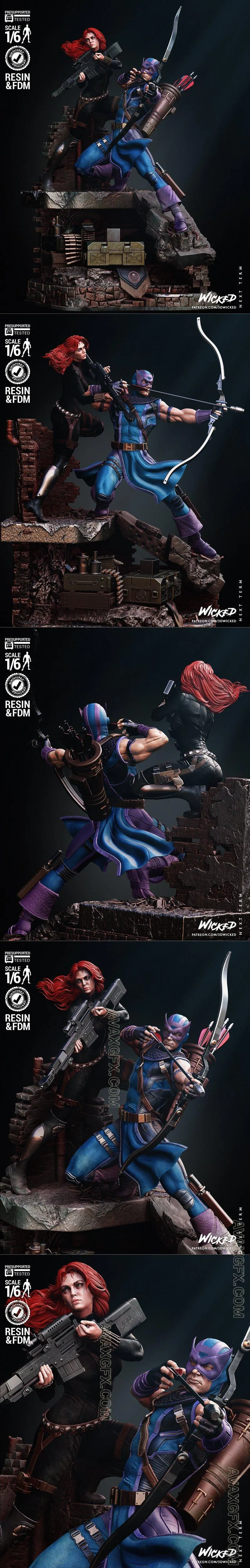 Wicked - Hawkeye and Black Widow Diorama - STL 3D Model