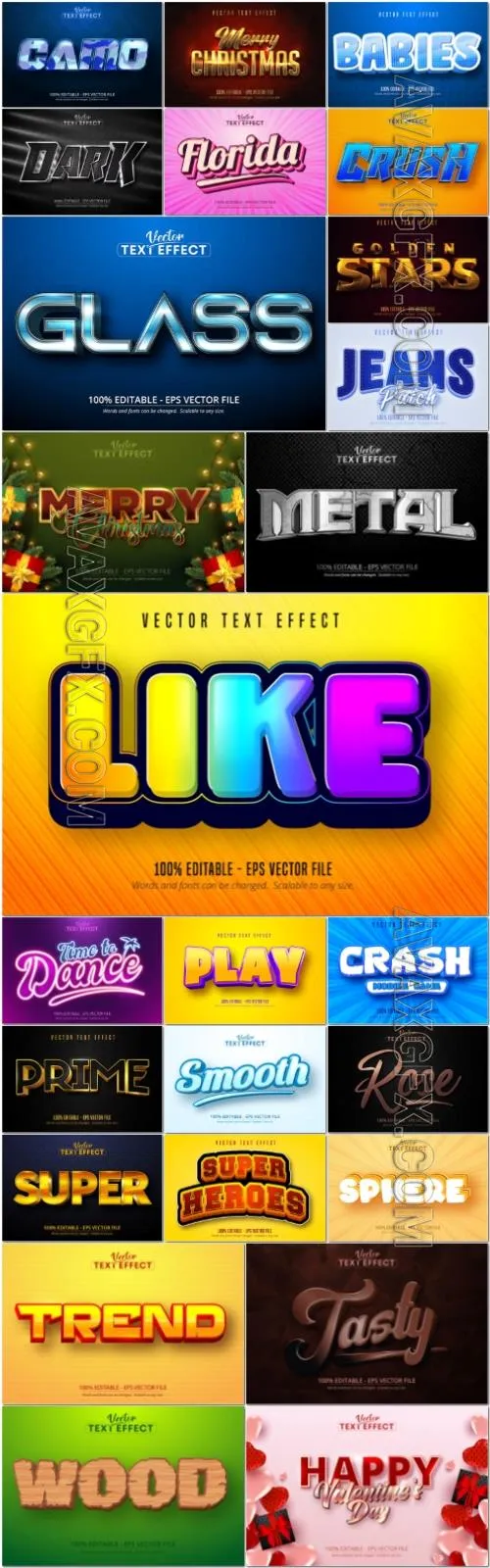 25 Vector editable text effect, font style vol 3