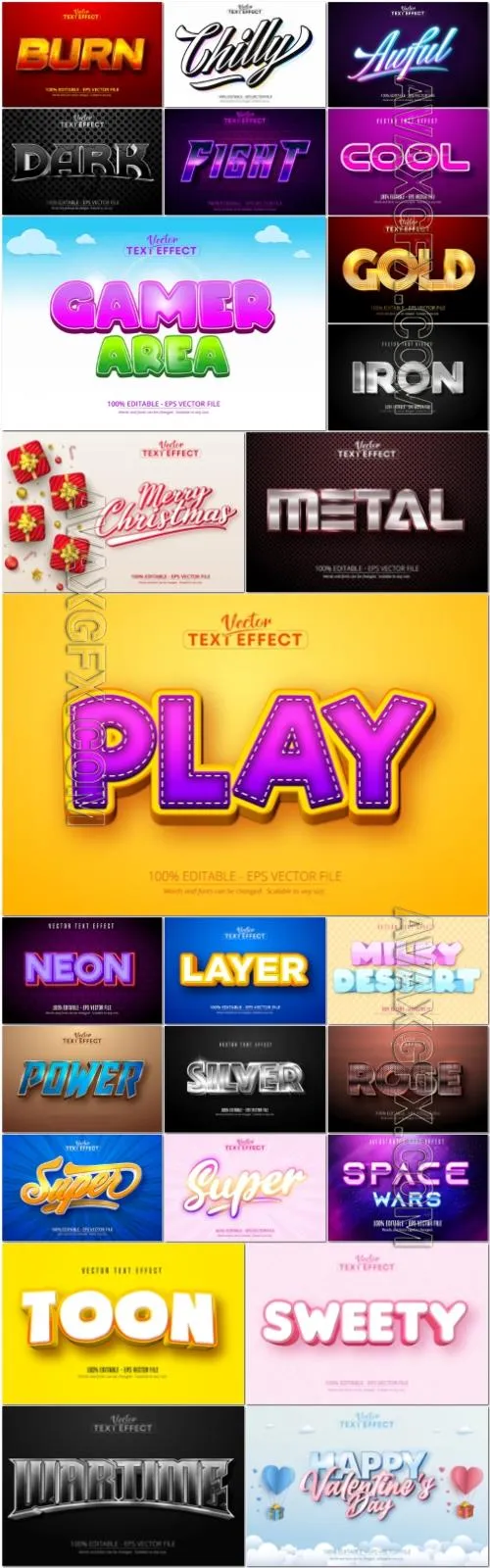 25 Vector editable text effect, font style vol 2