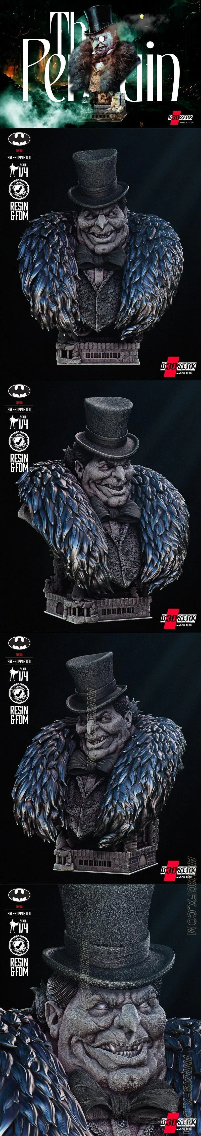 B3DSERK - Penguin Portrait Bust - STL 3D Model