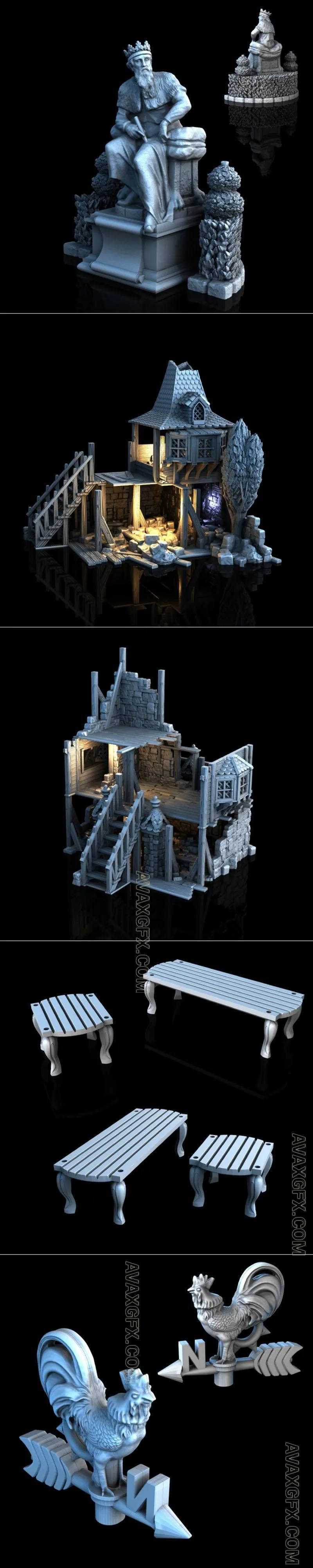 Medieval Town Set 3 KS - STL 3D Model