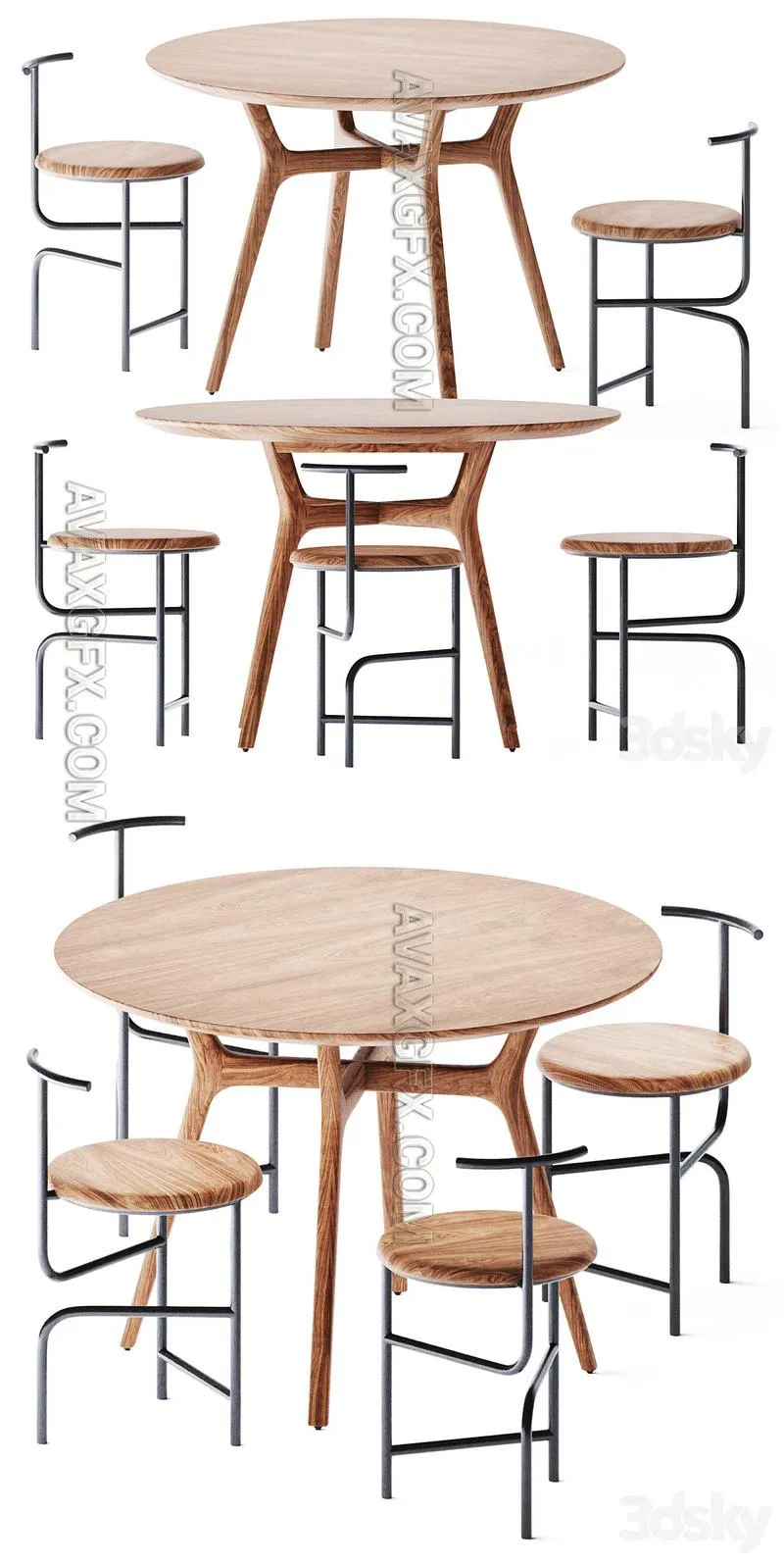 Ren Round Wooden Table by Stellar Works - 3D Model