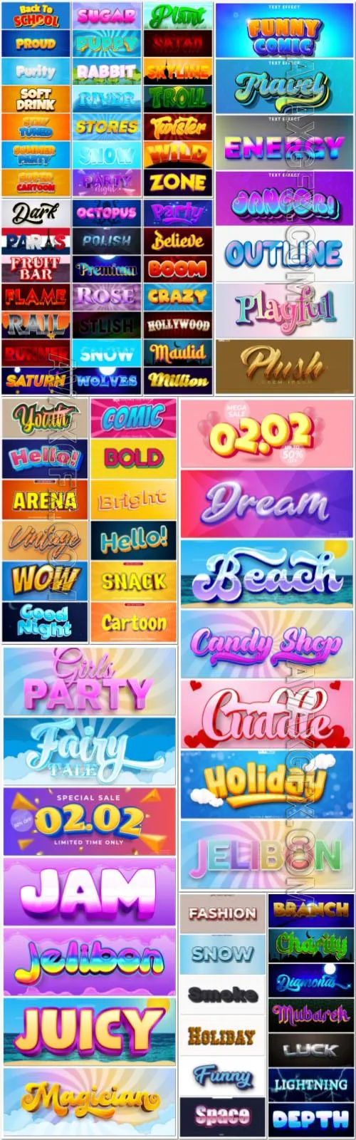 Mega collection vector editable text effect, font style vol 1