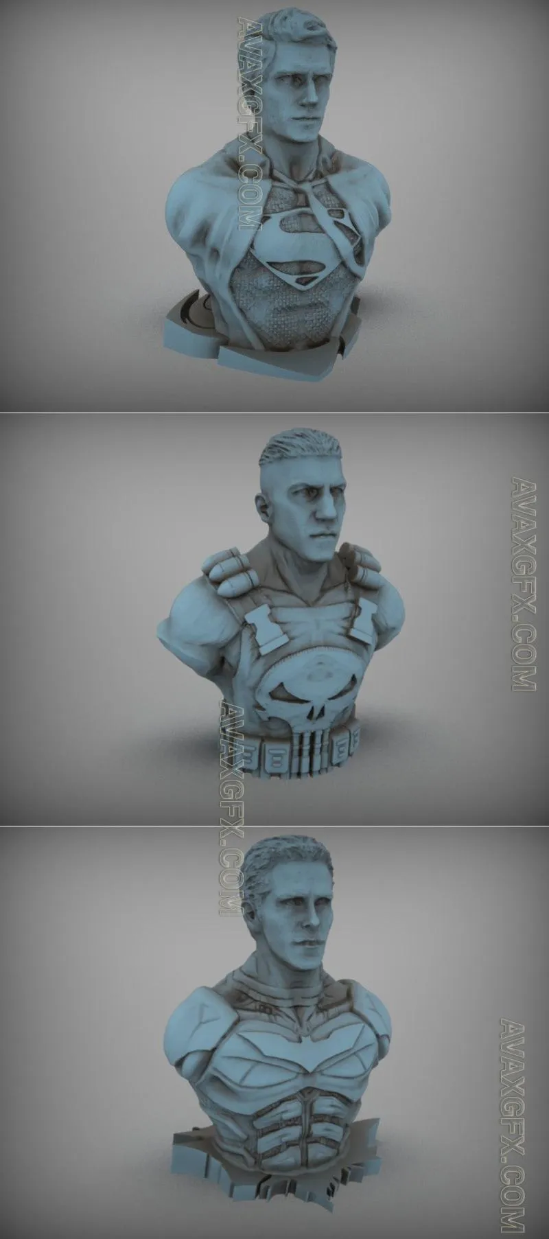 Superman and Punisher and Batman - STL 3D Model
