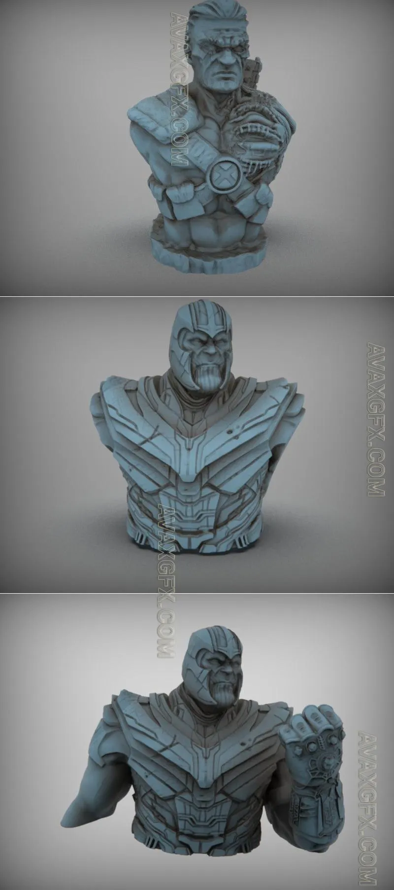 Cable and Thanos and Thanos - With Gauntlet - STL 3D Model