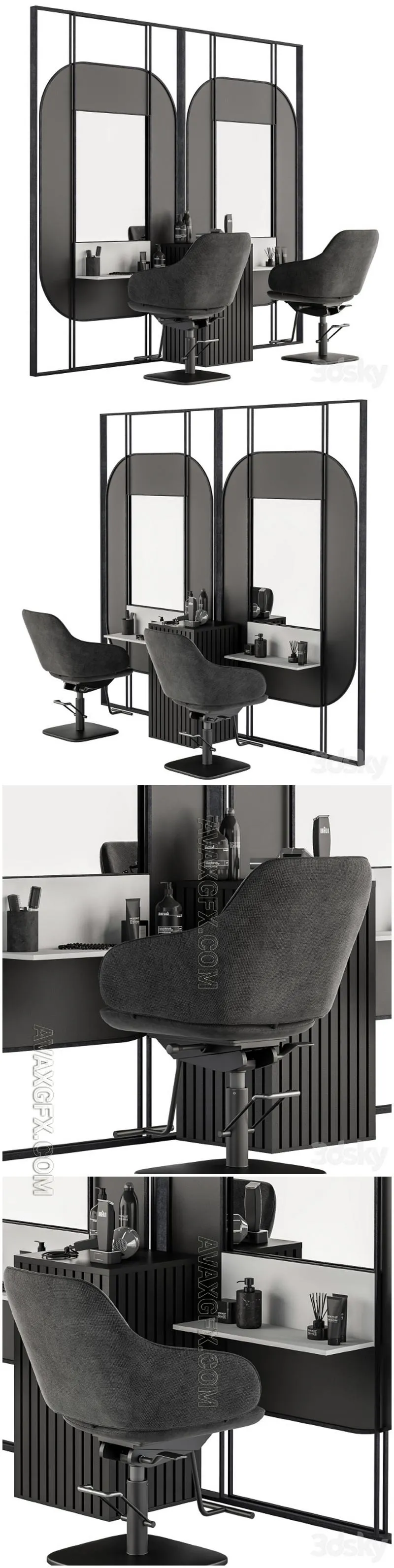 Beauty Salon Barber Shop - Set 03 - 3D Model