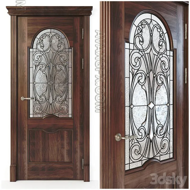 Door with stained glass 02 - 3D Model
