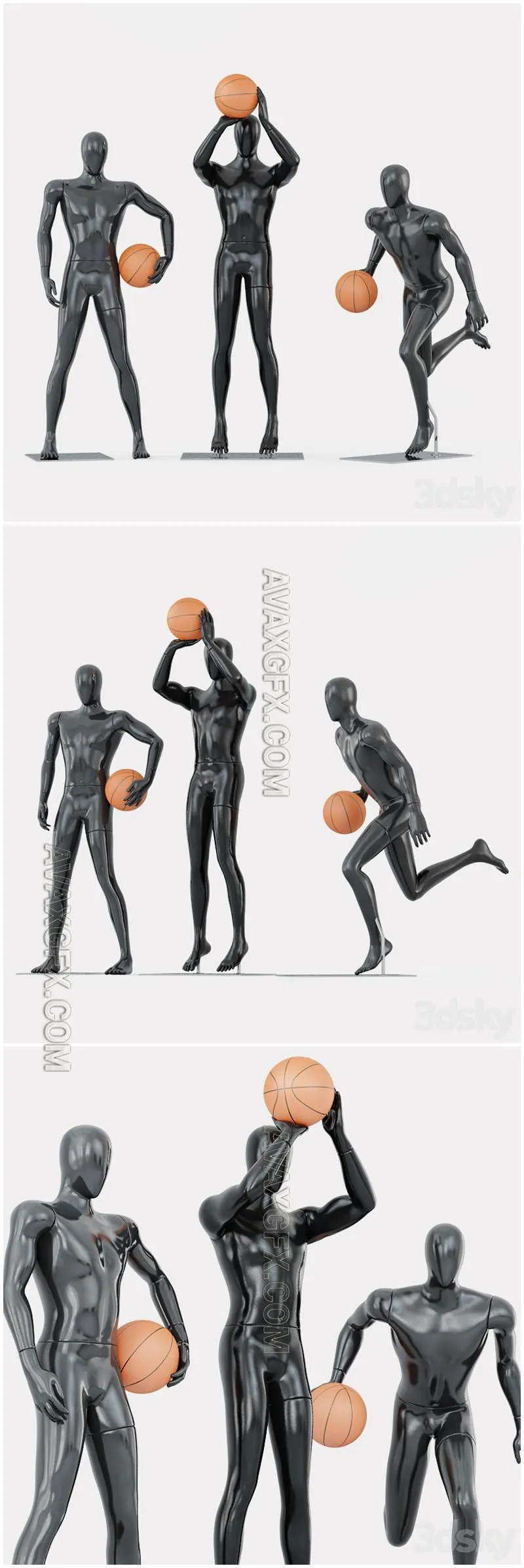 Three faceless mannequins basketball 29 - 3D Model