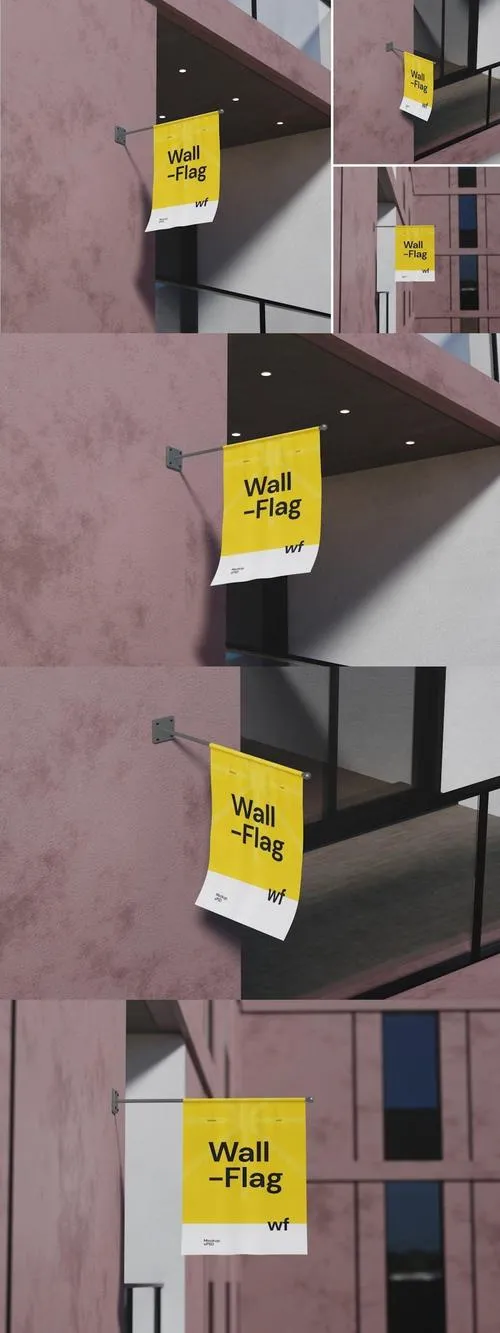 Wall Flag Mockup