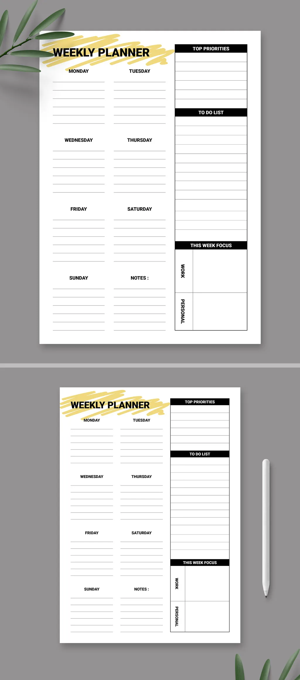 Adobestock - Weekly Planner Layout 721274375