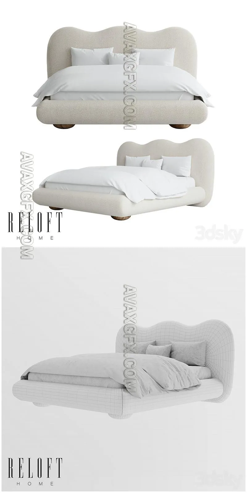 Double bed WAVE - 3D Model