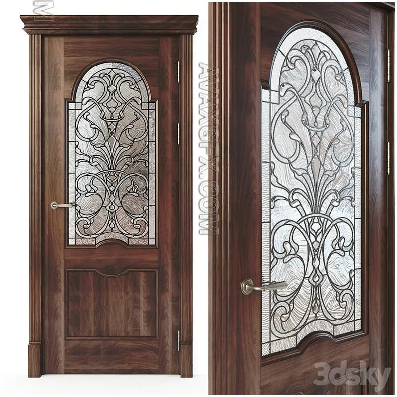 Door with stained glass - 3D Model