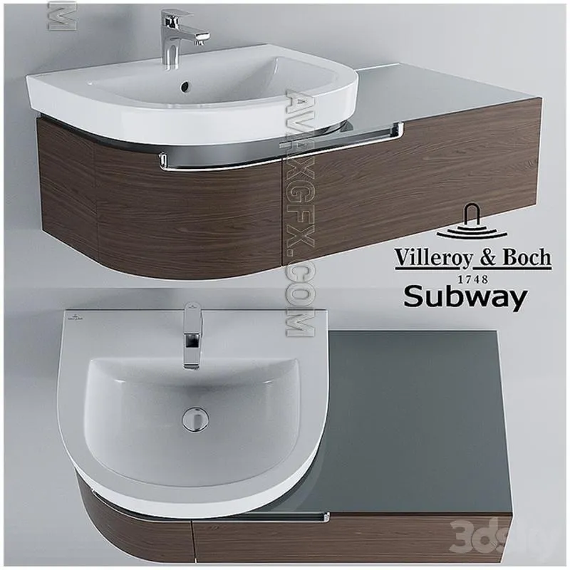 Sink and cabinet Villeroy & Boch Subway - 3D Model