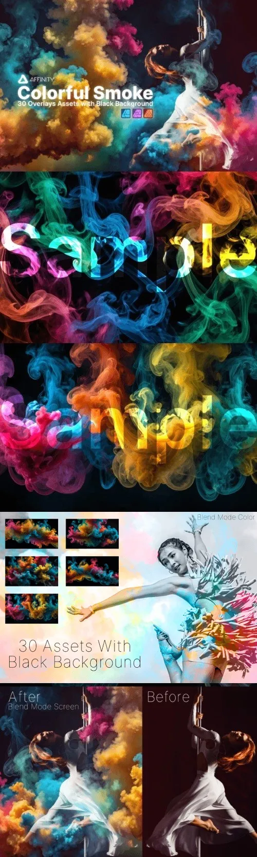 Affinity Assets Colourful Smoke Overlays