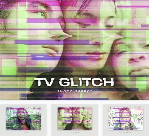 TV Glitch PSD Photo Effect - RGHE4LT