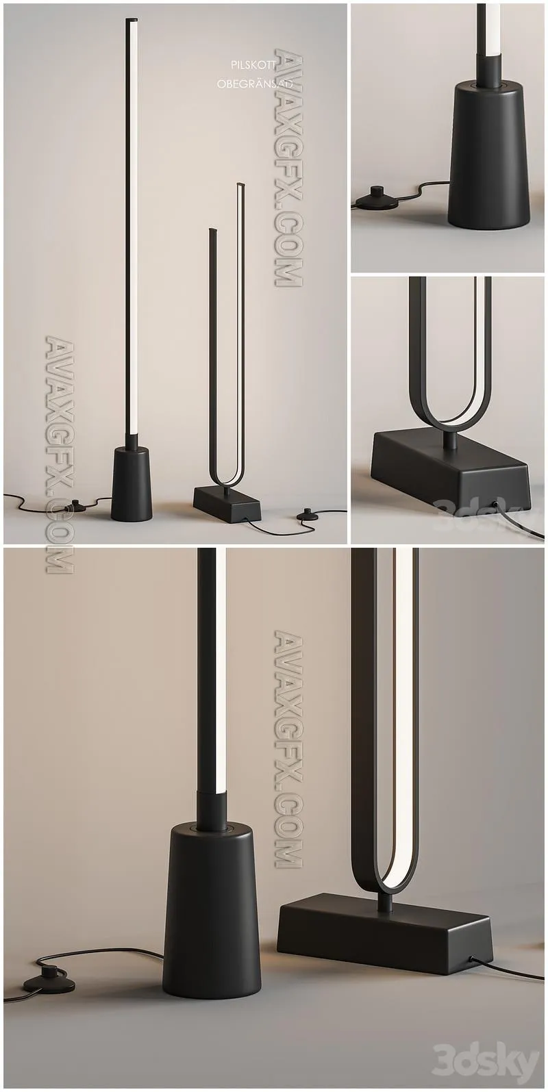 IKEA PILSKOTT OBEGRANSAD LED floor lamp - 3D Model