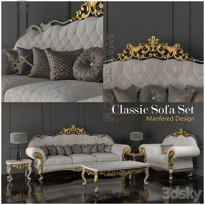 Classic Sofa Set - 3D Model