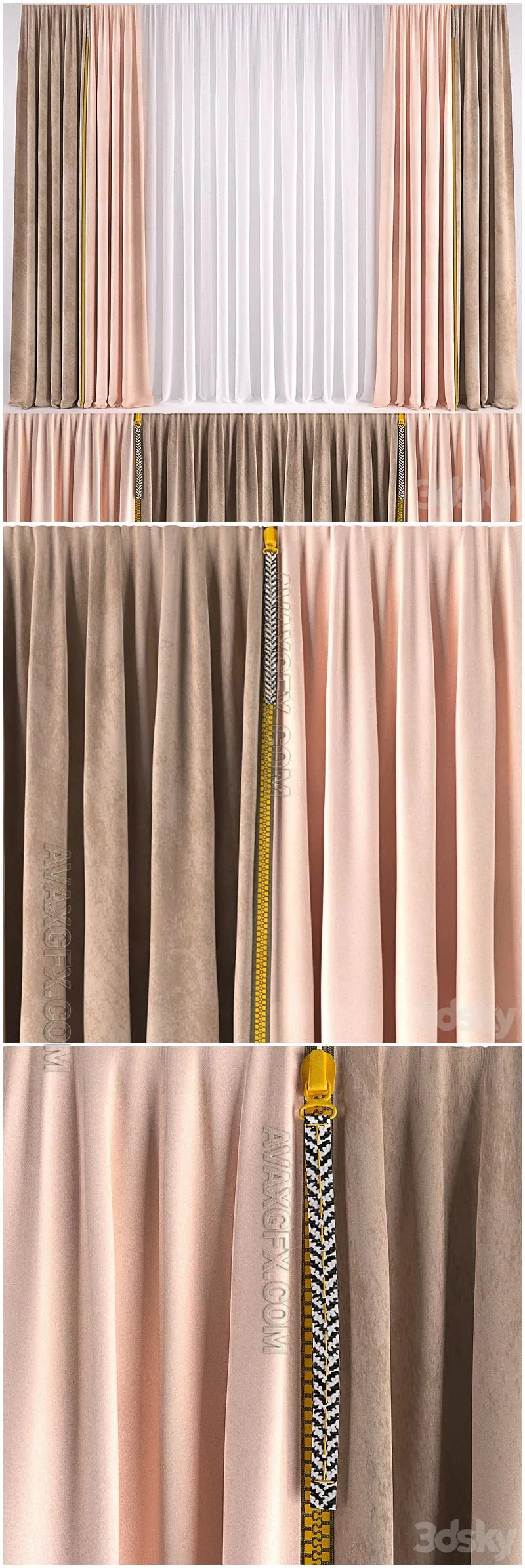 CURTAIN WITH COLOR ZIPPER - 3D Model