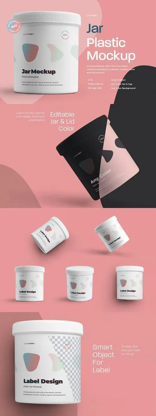 5 Mockups Plastic Jar