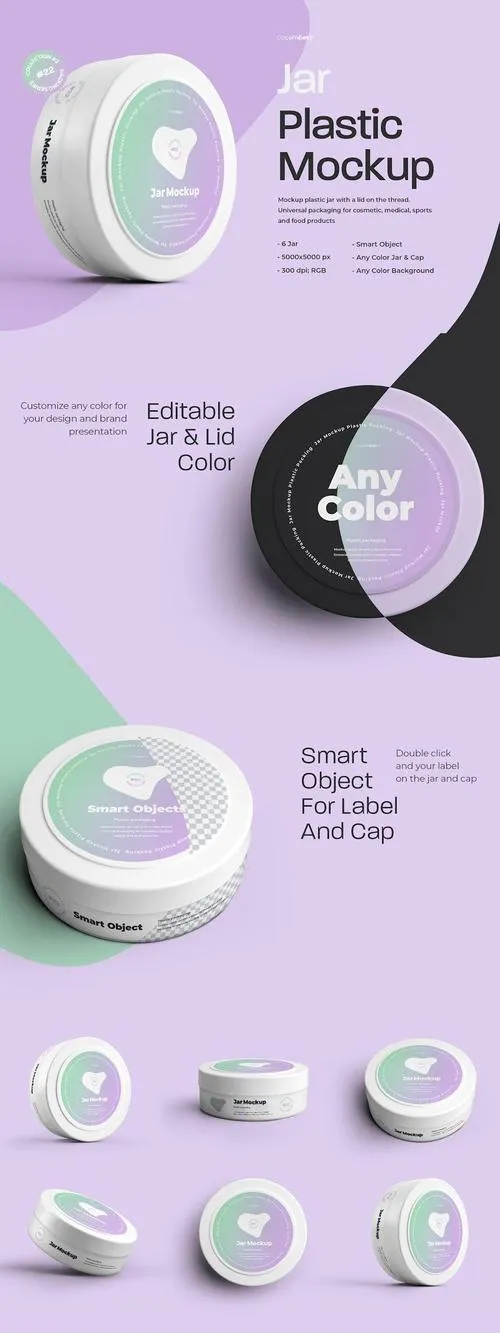 6 Mockups Plastic Circle Jar