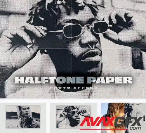 Halftone Paper PSD Photo Effect - GVMCG8V