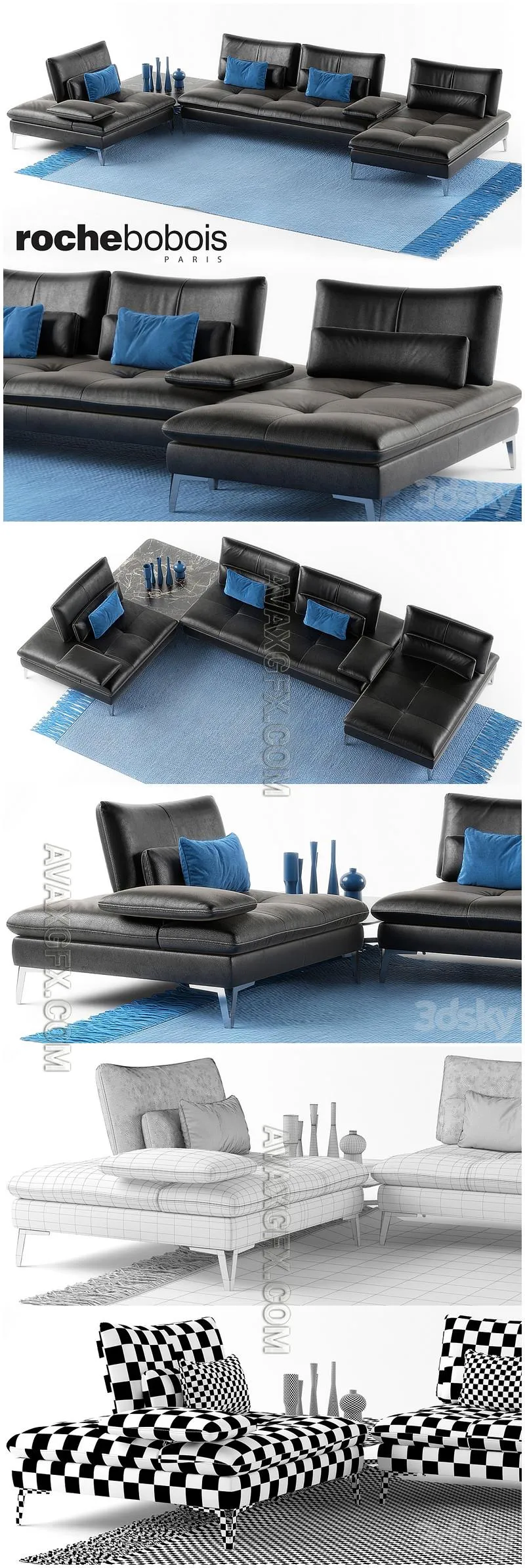 Roche Bobois Sofa Scenario set - 3D Model