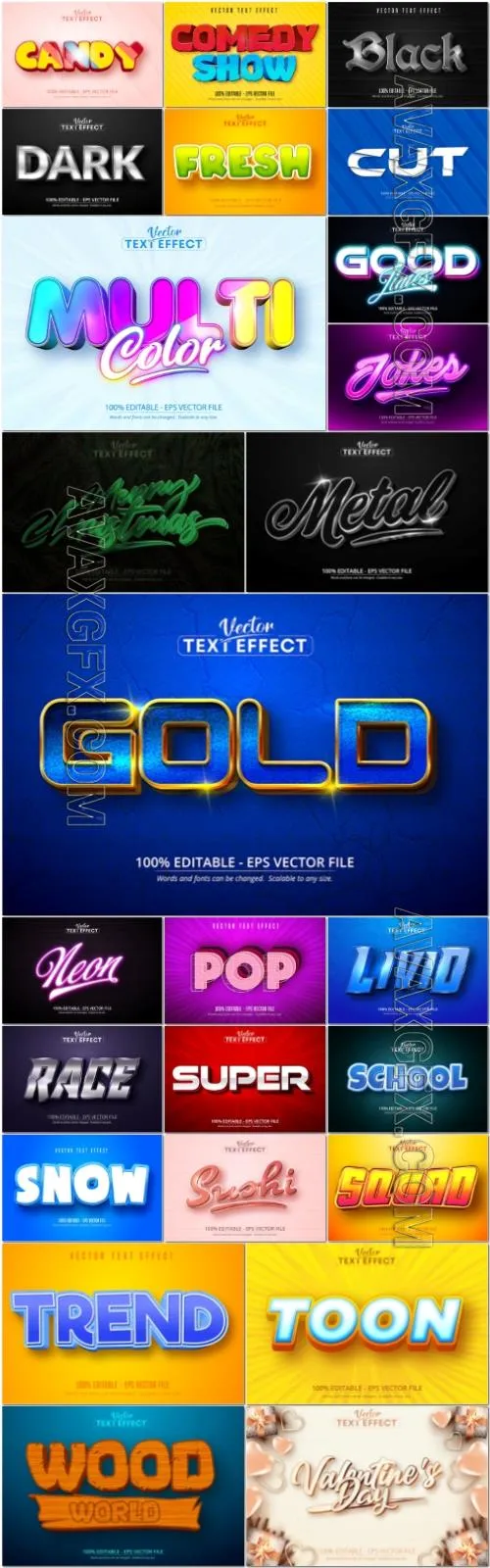 25 Vector editable text effect, font style vol 4