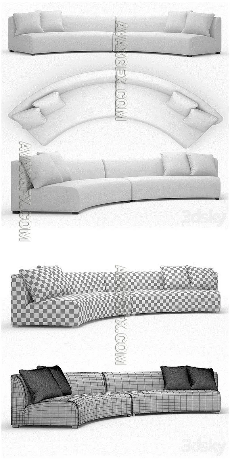 Cue curve sofa - 3D Model