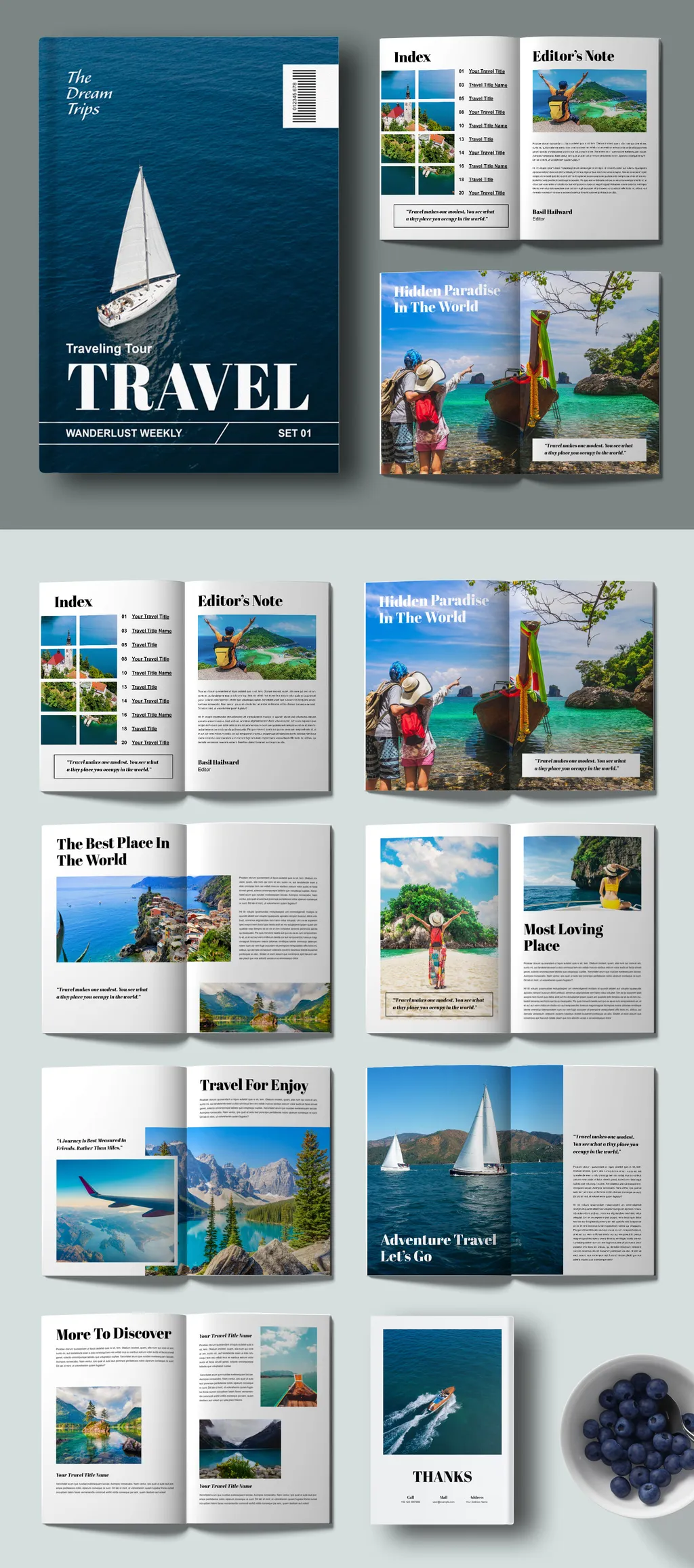 Adobestock - Travel Magazine Template 718530054