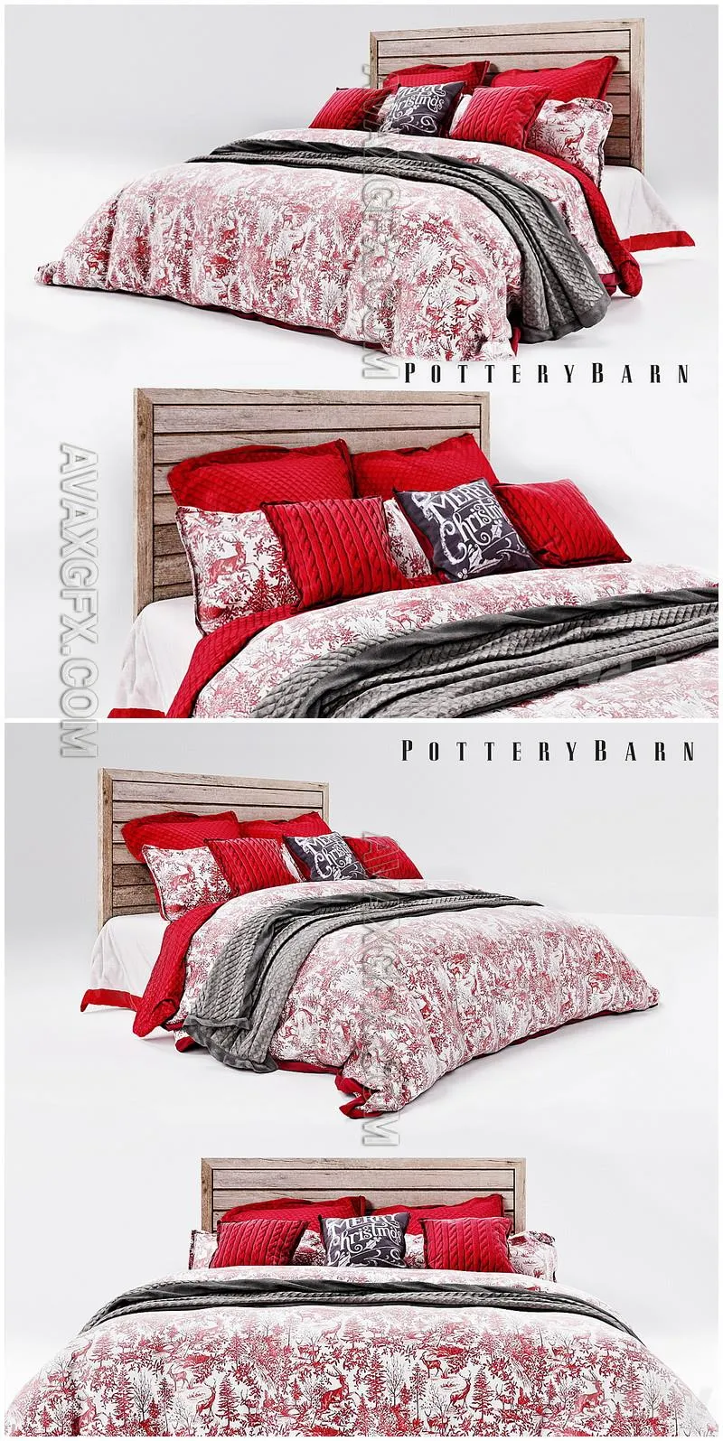 Pottery barn alpine toile bedding set - 3D Model