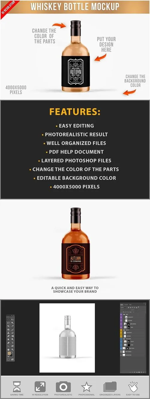 Whiskey Bottle Mockup