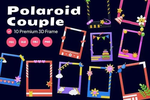 Polaroid Couple 3D Frame