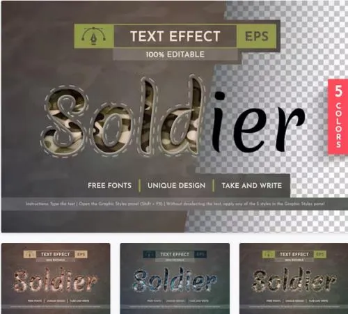 5 Soldier Editable Text Effects - 92439794