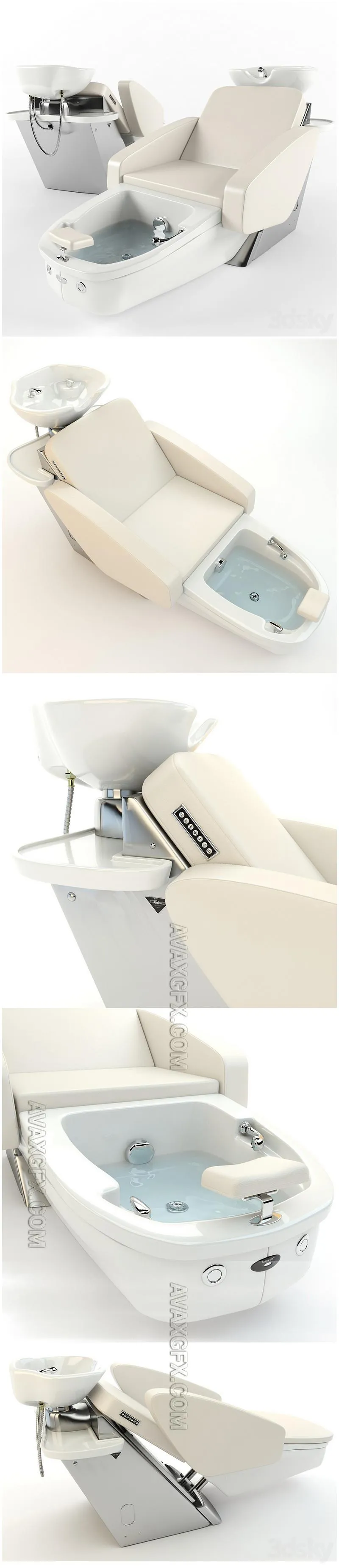 Maletti Mercury Air Massage wash unit with pedicure bowl - 3D Model