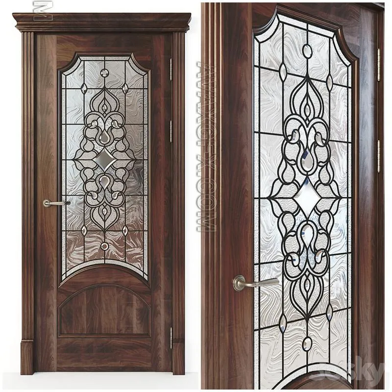 Door with stained glass 04 - 3D Model