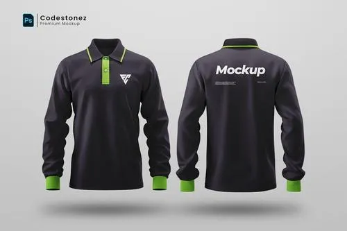 Front & Back Longsleeve Shirt Polo Mockup