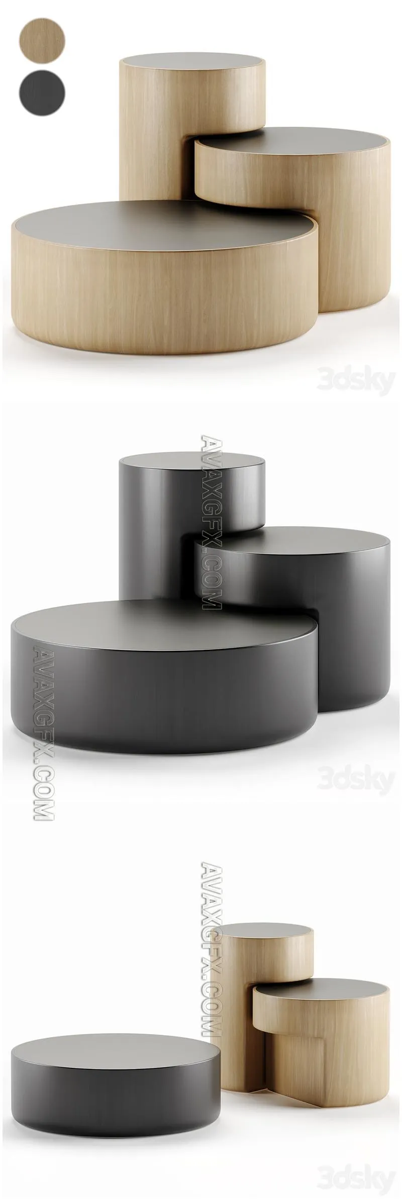 Levels Set of 3 Nesting Tables by Dan Yeffet & Lucie Koldova - 3D Model