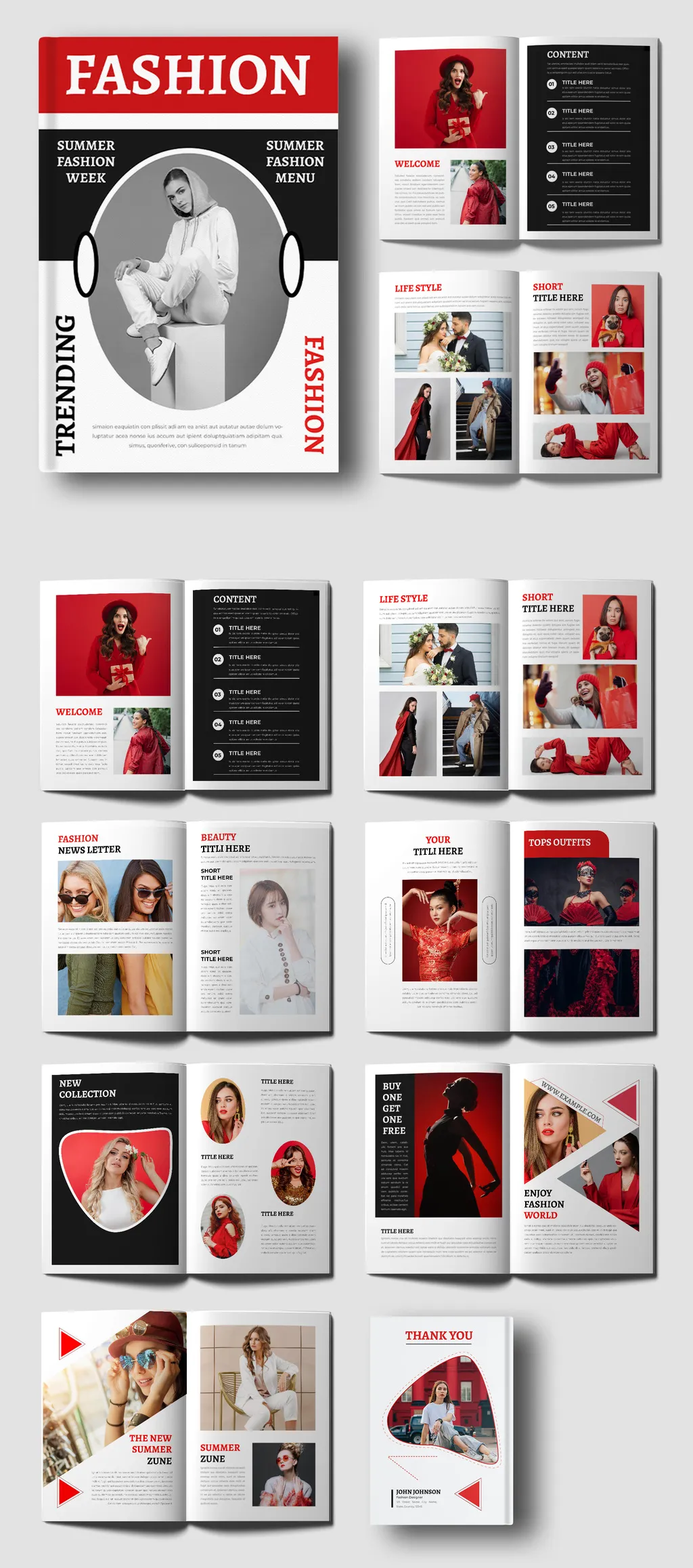 Adobestock - Fashion Magazine Design Template 718545679