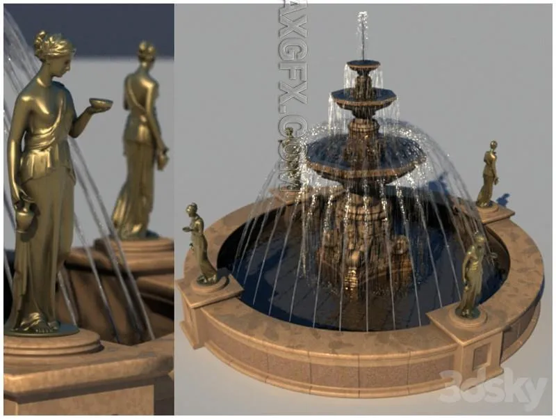 Fountain 6 m with Venuses - 3D Model