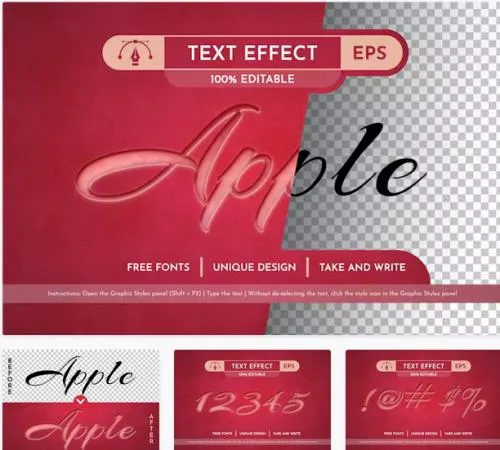 Cut Apple - Editable Text Effect - 91614694