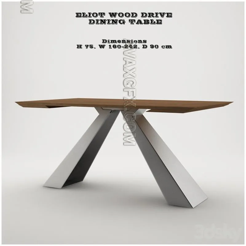 Eliot Wood Drive Dining Table - 3D Model