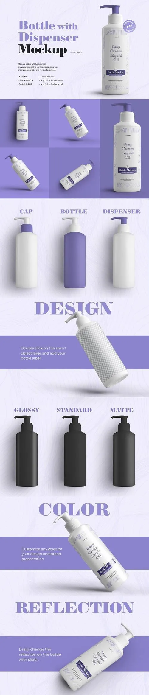 5 Mockups Plastic Bottle With Dispenser