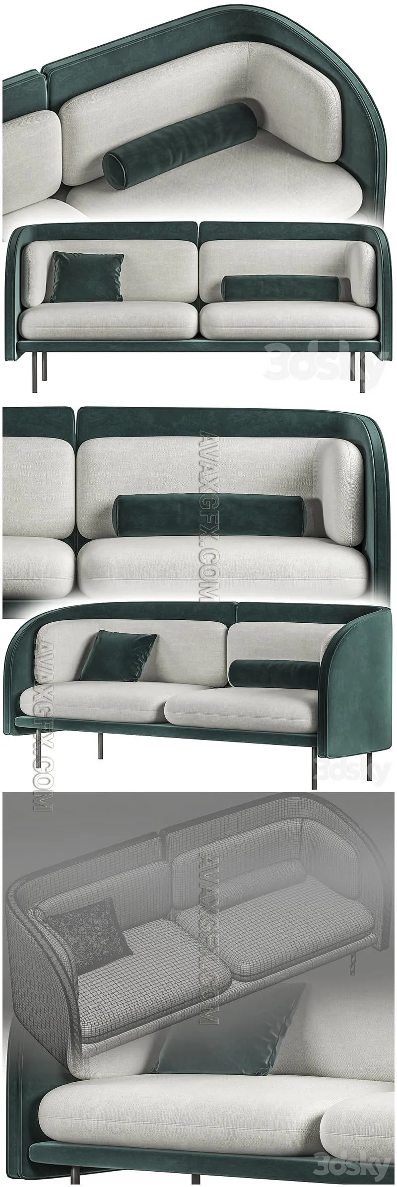 Green minimalimal sofa - 3D Model