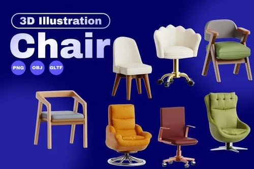 Chairs 3D Icon Set V.4